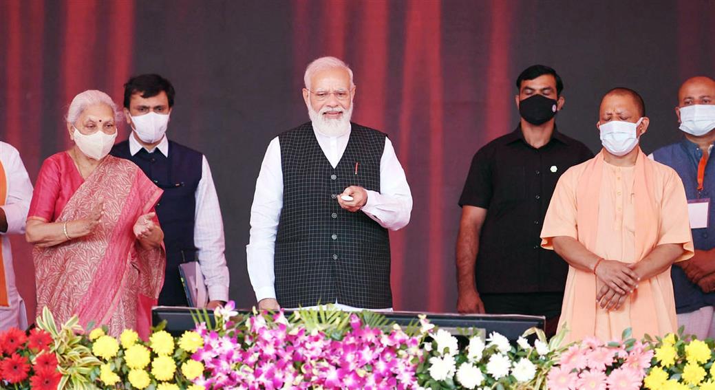 The Prime Minister, Shri Narendra Modi launching the PM Ayushman Bharat Health Infrastructure Mission, in Varanasi, Uttar Pradesh.